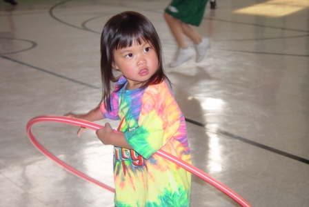 Kasen trying out the Hoola Hoop